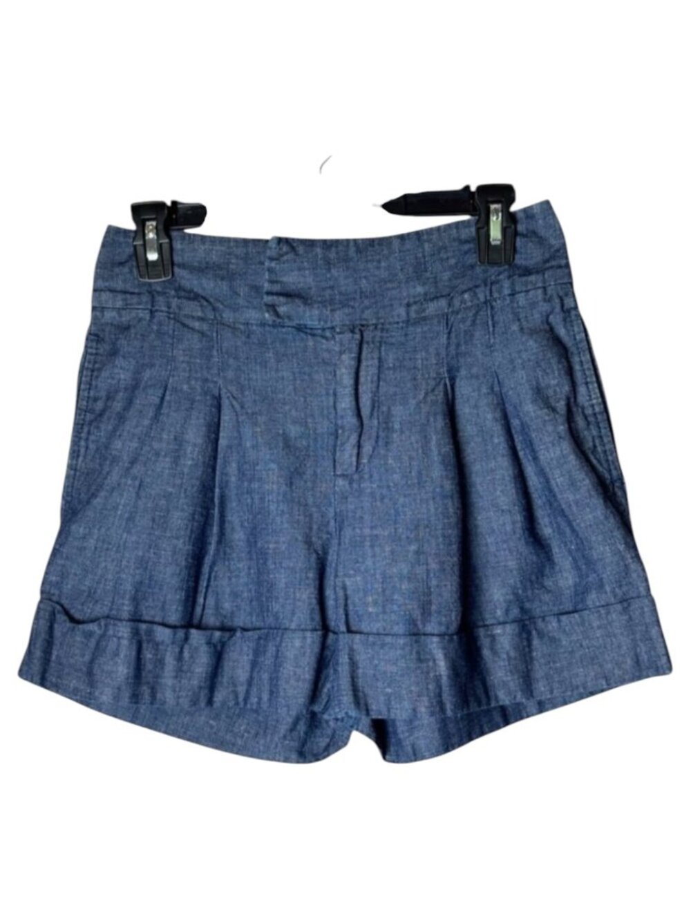 Marc Jacobs Shorts Women‎ 0 Blue Linen Blend Pleated Front Cuffed Outdoor Preppy